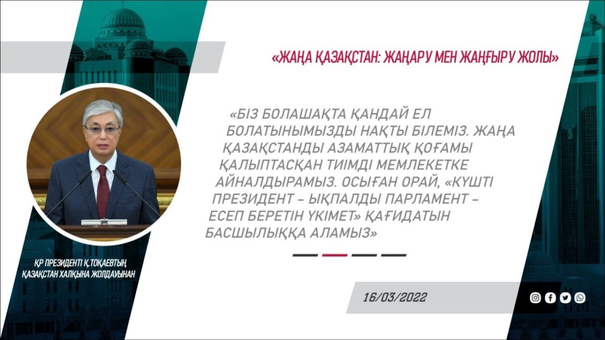 Болашақта қандай ел болатынымызды нақты білеміз – Президент