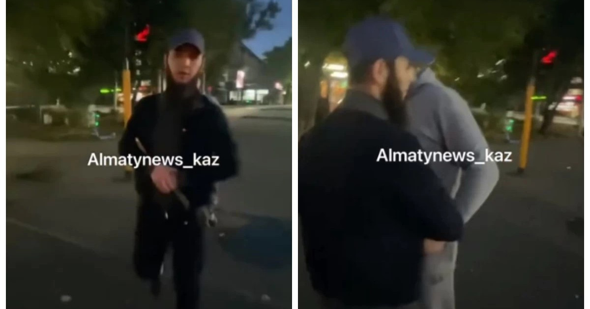 Алматы көшелерінде пышақ ұстаған үш ер адамның жүргіншілерді қорқытқан бейнежазбасы таралды