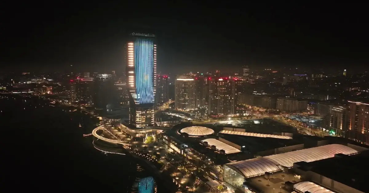 Сербиядағы «Белград мұнарасында» еліміздің көк байрағы бейнеленді