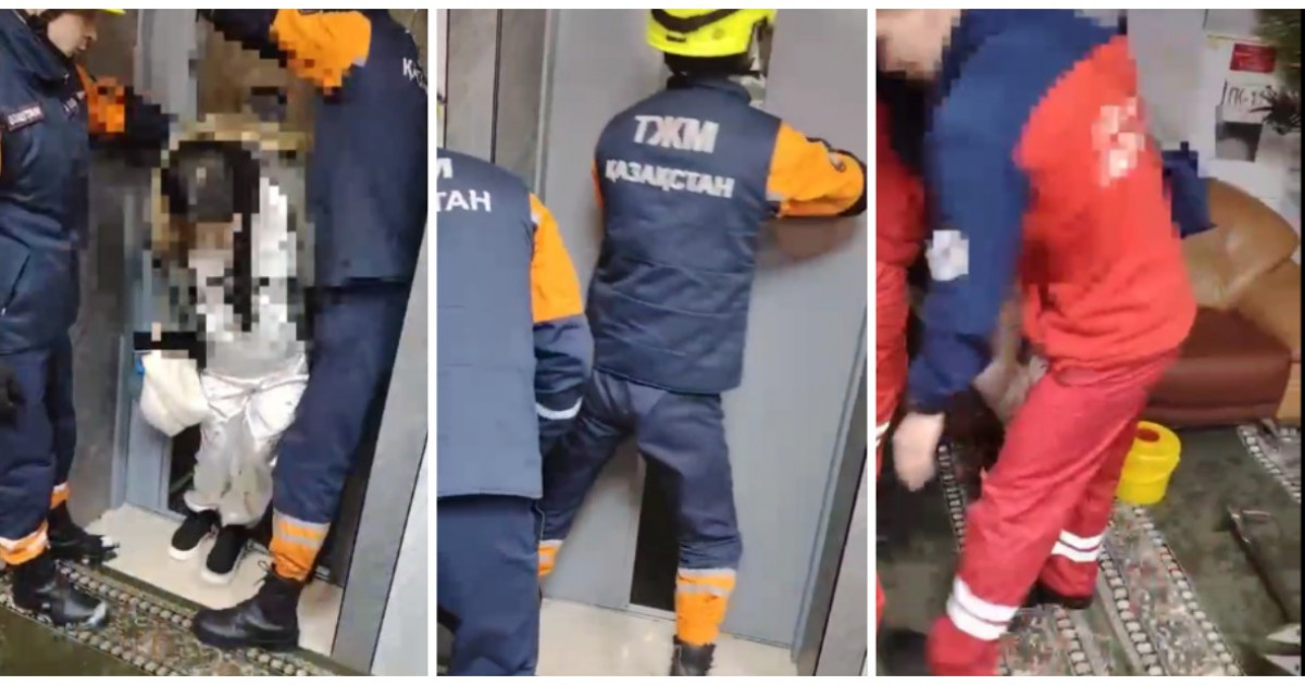 Астанадағы лифтте жүкті әйел мен үш бала қалып қойды