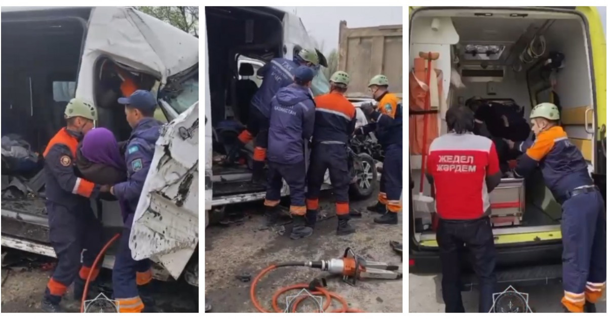 Талдықорғанда микроавтобус пен жүк көлігі соқтығысты